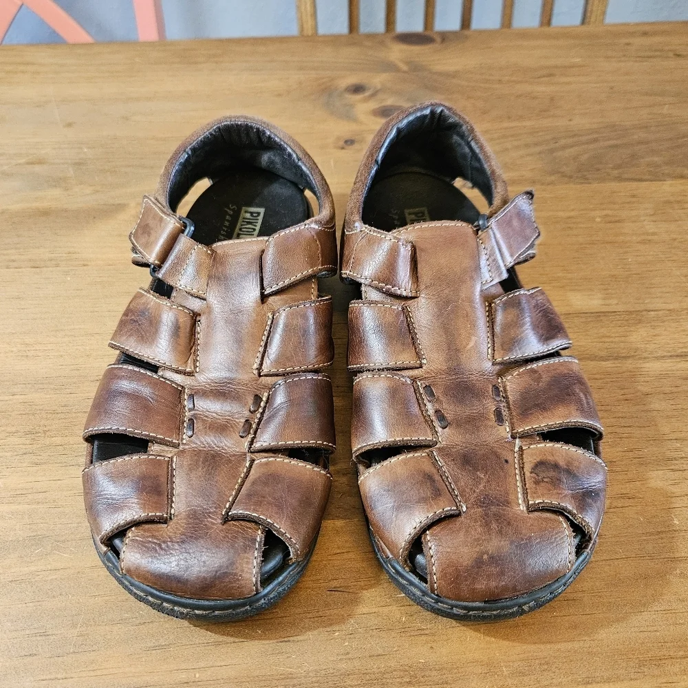 Pikolinos Men's Tarifa Leather Fisherman Sandals Brown Size 8 (41) - Picture 4 of 9